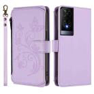 For TCL 50 XE Butterfly Love Flower Multi-card Zipper Wallet Leather Phone Case(Light Purple) - 2