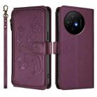 For TCL 50 XL / 50 XL NxtPaper 5G Butterfly Love Flower Multi-card Zipper Wallet Leather Phone Case(Dark Purple) - 2