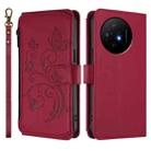 For TCL 50 XL / 50 XL NxtPaper 5G Butterfly Love Flower Multi-card Zipper Wallet Leather Phone Case(Wine Red) - 2