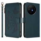 For TCL 50 XL / 50 XL NxtPaper 5G Butterfly Love Flower Multi-card Zipper Wallet Leather Phone Case(Dark Green) - 2