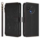 For TCL 60 5G Butterfly Love Flower Multi-card Zipper Wallet Leather Phone Case(Black) - 2