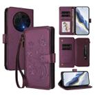 For TCL 60 NxtPaper Butterfly Love Flower Multi-card Zipper Wallet Leather Phone Case(Dark Purple) - 1