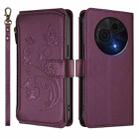 For TCL 60 NxtPaper Butterfly Love Flower Multi-card Zipper Wallet Leather Phone Case(Dark Purple) - 2