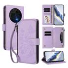 For TCL 60 NxtPaper Butterfly Love Flower Multi-card Zipper Wallet Leather Phone Case(Light Purple) - 1
