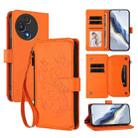 For TCL 60R Butterfly Love Flower Multi-card Zipper Wallet Leather Phone Case(Orange) - 1
