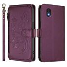 For TCL 201 Butterfly Love Flower Multi-card Zipper Wallet Leather Phone Case(Dark Purple) - 2