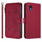 For TCL 201 Butterfly Love Flower Multi-card Zipper Wallet Leather Phone Case(Wine Red) - 2