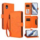For TCL 201 Butterfly Love Flower Multi-card Zipper Wallet Leather Phone Case(Orange) - 1