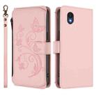 For TCL 201 Butterfly Love Flower Multi-card Zipper Wallet Leather Phone Case(Pink) - 2