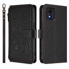 For TCL 303 Butterfly Love Flower Multi-card Zipper Wallet Leather Phone Case(Black) - 2