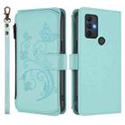 For TCL 305 / 306 / 30 SE AL02 Butterfly Love Flower Multi-card Zipper Wallet Leather Phone Case(Mint Green) - 2