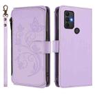 For TCL 305 / 306 / 30 SE AL02 Butterfly Love Flower Multi-card Zipper Wallet Leather Phone Case(Light Purple) - 2