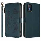 For TCL 403 / Vodafone Smart M23 Butterfly Love Flower Multi-card Zipper Wallet Leather Phone Case(Dark Green) - 2