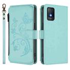 For TCL 403 / Vodafone Smart M23 Butterfly Love Flower Multi-card Zipper Wallet Leather Phone Case(Mint Green) - 2