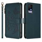 For TCL 405 / 406 / 406S / 408 / T506D Butterfly Love Flower Multi-card Zipper Wallet Leather Phone Case(Dark Green) - 2