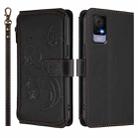 For TCL 405 / 406 / 406S / 408 / T506D Butterfly Love Flower Multi-card Zipper Wallet Leather Phone Case(Black) - 2