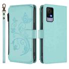 For TCL 405 / 406 / 406S / 408 / T506D Butterfly Love Flower Multi-card Zipper Wallet Leather Phone Case(Mint Green) - 2