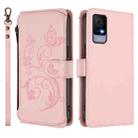 For TCL 405 / 406 / 406S / 408 / T506D Butterfly Love Flower Multi-card Zipper Wallet Leather Phone Case(Pink) - 2