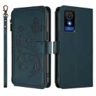 For TCL 501 / Vodafone Smart M25 Butterfly Love Flower Multi-card Zipper Wallet Leather Phone Case(Dark Green) - 2