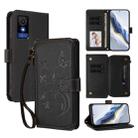 For TCL 501 / Vodafone Smart M25 Butterfly Love Flower Multi-card Zipper Wallet Leather Phone Case(Black) - 1