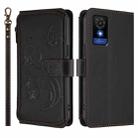 For TCL 501 / Vodafone Smart M25 Butterfly Love Flower Multi-card Zipper Wallet Leather Phone Case(Black) - 2