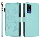 For TCL 501 / Vodafone Smart M25 Butterfly Love Flower Multi-card Zipper Wallet Leather Phone Case(Mint Green) - 2