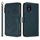 For TCL 502 Butterfly Love Flower Multi-card Zipper Wallet Leather Phone Case(Dark Green) - 2