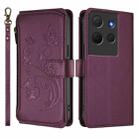For TCL 503 Butterfly Love Flower Multi-card Zipper Wallet Leather Phone Case(Dark Purple) - 2