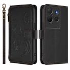 For TCL 503 Butterfly Love Flower Multi-card Zipper Wallet Leather Phone Case(Black) - 2