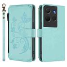 For TCL 503 Butterfly Love Flower Multi-card Zipper Wallet Leather Phone Case(Mint Green) - 2