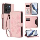 For TCL 503 Butterfly Love Flower Multi-card Zipper Wallet Leather Phone Case(Pink) - 1