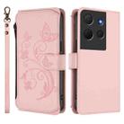 For TCL 503 Butterfly Love Flower Multi-card Zipper Wallet Leather Phone Case(Pink) - 2