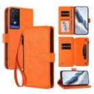For TCL 505 / T509K / T5094 Butterfly Love Flower Multi-card Zipper Wallet Leather Phone Case(Orange) - 1