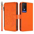 For TCL 505 / T509K / T5094 Butterfly Love Flower Multi-card Zipper Wallet Leather Phone Case(Orange) - 2