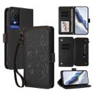 For TCL 505 / T509K / T5094 Butterfly Love Flower Multi-card Zipper Wallet Leather Phone Case(Black) - 1