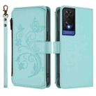 For TCL 505 / T509K / T5094 Butterfly Love Flower Multi-card Zipper Wallet Leather Phone Case(Mint Green) - 2