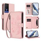 For TCL 505 / T509K / T5094 Butterfly Love Flower Multi-card Zipper Wallet Leather Phone Case(Pink) - 1