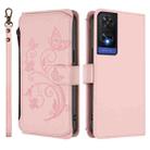 For TCL 505 / T509K / T5094 Butterfly Love Flower Multi-card Zipper Wallet Leather Phone Case(Pink) - 2