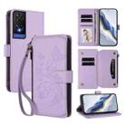 For TCL 505 / T509K / T5094 Butterfly Love Flower Multi-card Zipper Wallet Leather Phone Case(Light Purple) - 1