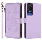 For TCL 505 / T509K / T5094 Butterfly Love Flower Multi-card Zipper Wallet Leather Phone Case(Light Purple) - 2