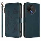 For TCL 605 / 60 SE Butterfly Love Flower Multi-card Zipper Wallet Leather Phone Case(Dark Green) - 2