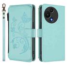 For TCL 605 / 60 SE Butterfly Love Flower Multi-card Zipper Wallet Leather Phone Case(Mint Green) - 2