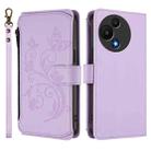 For TCL 605 / 60 SE Butterfly Love Flower Multi-card Zipper Wallet Leather Phone Case(Light Purple) - 2
