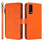 For TCL Stylus 5G Butterfly Love Flower Multi-card Zipper Wallet Leather Phone Case(Orange) - 2