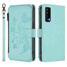 For TCL Stylus 5G Butterfly Love Flower Multi-card Zipper Wallet Leather Phone Case(Mint Green) - 2