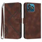 For Oukitel C53 Line Pattern Skin Feel Leather Phone Case(Coffee) - 1