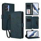 For Realme V23 / Narzo 50 Butterfly Love Flower Multi-card Zipper Wallet Leather Phone Case(Dark Green) - 1