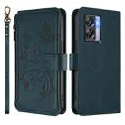 For Realme V23 / Narzo 50 Butterfly Love Flower Multi-card Zipper Wallet Leather Phone Case(Dark Green) - 2