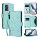 For Realme V23 / Narzo 50 Butterfly Love Flower Multi-card Zipper Wallet Leather Phone Case(Mint Green) - 1