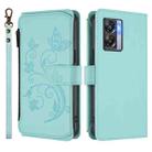 For Realme V23 / Narzo 50 Butterfly Love Flower Multi-card Zipper Wallet Leather Phone Case(Mint Green) - 2